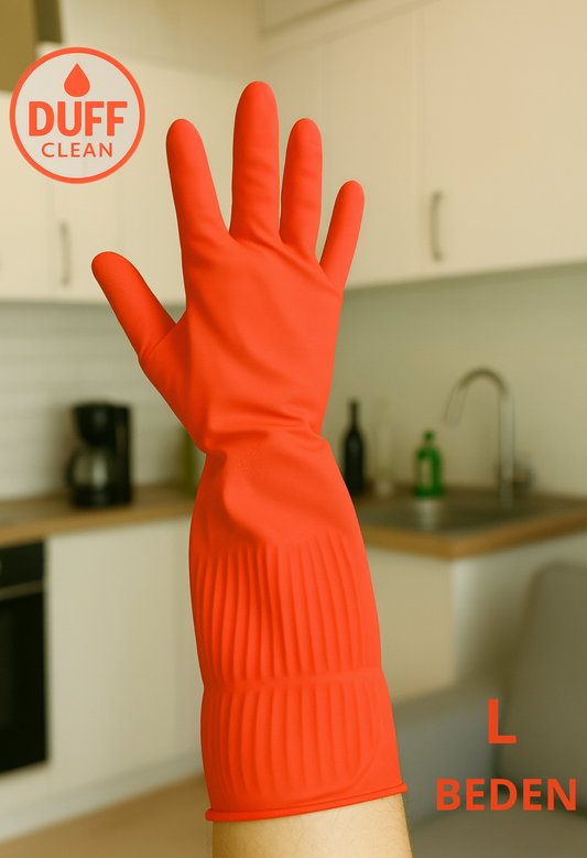 KIRMIZI Standart L Beden Sıcak Bulaşık Yıkama Eldiven Dayanıklı Su Geçirmez Ev Eldiven